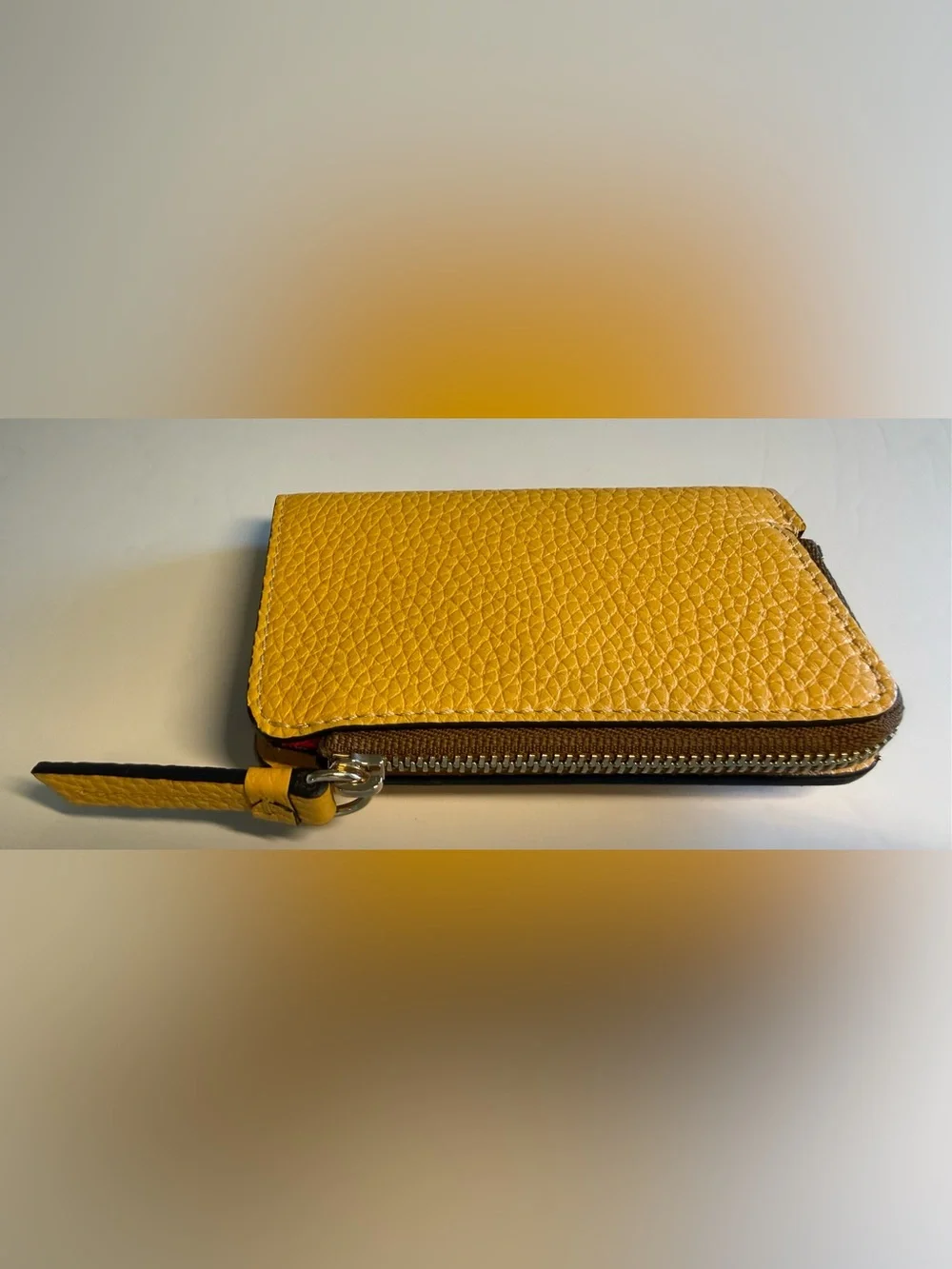 Dooney & Bourke Pebble Grain Zip Credit Card Wallet 12 in Dandelion Yellow NWOT